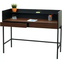 Mendler Schreibtisch MCW-J79, Bürotisch Computertisch Arbeitstisch, Schublade 120x50cm Holz Metall Walnuss-Optik