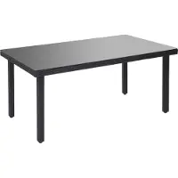 Mendler Poly-Rattan Gartentisch Chieti, Esstisch Tisch mit Glasplatte, 160x90x74cm anthrazit