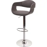 Mendler Barhocker MCW-A47b, Barstuhl Tresenhocker, Retro-Design, Holz Kunstleder matt grau
