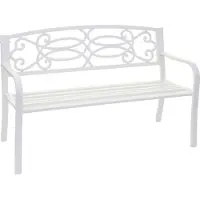 Mendler Gartenbank MCW-F44, Bank Parkbank Sitzbank, 2-Sitzer pulverbeschichteter Stahl weiß