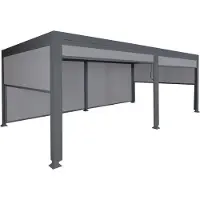 Mendler Alu Pergola MCW-L41 mit 6x Seitenwand, Lamellen-Pavillon, stabiles 8cm-Metall-Gestell 3x6m anthrazit