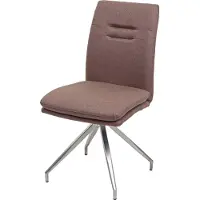 Mendler Esszimmerstuhl MCW-H70, Küchenstuhl Lehnstuhl Stuhl, Stoff/Textil Edelstahl gebürstet braun