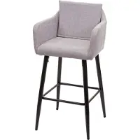 Mendler Barhocker MCW-H93, Barstuhl Tresenhocker, Fußablage Metall Stoff/Textil hellgrau