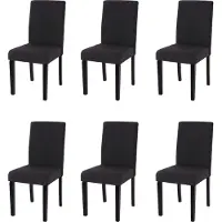 Mendler 6er-Set Esszimmerstuhl Stuhl Küchenstuhl Littau Textil, schwarz, dunkle Beine