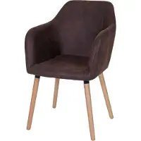 Mendler Esszimmerstuhl Vaasa T381, Stuhl Küchenstuhl, Retro 50er Jahre Design Textil, vintage dunkelbraun, helle Beine