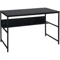 Mendler Schreibtisch MCW-K80, Bürotisch Computertisch Arbeitstisch Ablage, Metall MDF 120x60cm Marmor-Optik schwarz