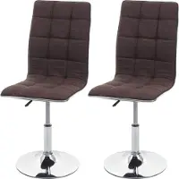 Mendler 2er-Set Esszimmerstuhl MCW-C41, Stuhl Küchenstuhl, höhenverstellbar drehbar, Stoff/Textil MVG braun
