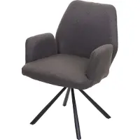 MCW Esszimmerstuhl MCW-H71, Küchenstuhl Lehnstuhl Stuhl, drehbar Auto-Position Stoff/Textil Stahl grau-braun