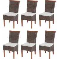 Mendler 6er-Set Esszimmerstuhl Sinio, Stuhl Küchenstuhl, Rattan mit Sitzkissen