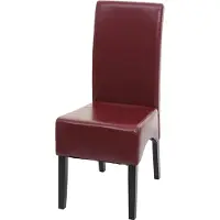 MCW Esszimmerstuhl Crotone, Küchenstuhl Stuhl, Leder rot, dunkle Beine
