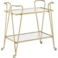 Beliani Servierwagen Transparent und Gold Glas rechteckig mit Rollen glamourös moderne Ablagemöglichkeit für Küche Terrasse Wohnzimmmer