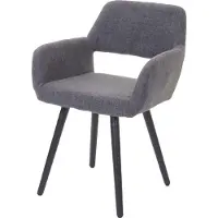 Mendler Esszimmerstuhl MCW-A50 II, Stuhl Küchenstuhl, Retro 50er Jahre Design Textil, grau, dunkle Beine