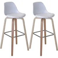Mendler 2er-Set Barhocker MCW-A89, Barstuhl Tresenhocker mit Lehne Kunstleder, weiß