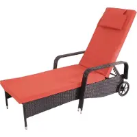 Mendler Poly-Rattan Sonnenliege Cesena, Relaxliege Gartenliege Liege, Alu anthrazit, Kissen terracotta