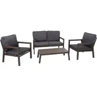 Mendler Garnitur MCW-L64, Gartenlounge Gartengarnitur Lounge-Set Sitzgruppe Sofa, Metall Polster grau