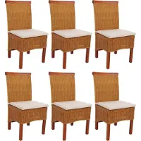 MCW 6er-Set Esszimmerstuhl Var, Korbgeflecht Mit Sitzkissen