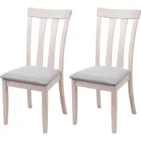 Mendler 2er-Set Esszimmerstuhl MCW-G46, Küchenstuhl Stuhl, Stoff/Textil Massiv-Holz helles Gestell, grau