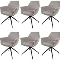 MCW 6er-Set Esszimmerstuhl MCW-M53, Küchenstuhl Stuhl mit Armlehne, drehbar Auto-Position, Metall Stoff MVG taupe