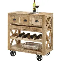 OTTO Bartisch "Ferdi", braun (braun, mango massiv), B/H/T: 86cm x 92,5cm x 46cm, Tische, Bartisch, Massivholz, Barwagen rollbar inkl. Tablett