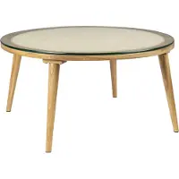 White Label Haru Couchtisch Rund Glas/Holz 70x70 cm Naturfarben
