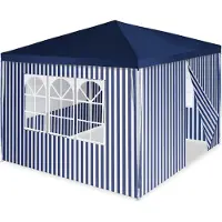VCM Pavillon | Maße ca. 3x3 m | wasserabweisende 110g / m² PE Plane | Partyzelt | Gartenzelt mit 4 Seitenteile | Blau