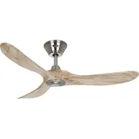 CasaFan ECO GENUINO Deckenventilator chrom/holz hell 122cm - , Eco Genuino, Holz, für Wohnzimmer, Holz, Modern