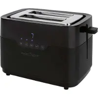 ProfiCook Toaster 2 Scheiben mit Brötchen Aufsatz und extra breitem Toast-Schlitz, Auftaufunktion, 7 einstellbare Bräunungsstufen Edelstahl Sensor Touch schwarz matt PC-TA 1244