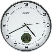 Unilux Wanduhr Tempus, 30cm, ohne Ticken, mit Digitalanzeige für Temperatur