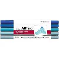 Tombow ABT Pro, 5 Stück(e), Blau, Meißel-/Bürstenspitze, Rund, Tinte auf Alkoholbasis