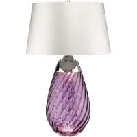 Elstead Lighting Elstead Lena Tischleuchte E27 74cm Pflaumenfarbenes Glas, Off-White-Farbton Grauweiß
