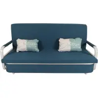 Mendler Schlafsofa MCW-M83, Schlafcouch Couch Sofa, Schlaffunktion Bettkasten Liegefläche, 190x185cm Stoff/Textil dunkelblau