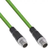InLine Industrie Netzwerkkabel, M12 8-pin X-kodiert St./St. Cat.6A PUR, 5m, 5 m, M12, M12, Stecker/Stecker, Grün, Kupfer