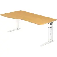 Hjh OFFICE PRO UNDA 18 W - 180 x 100 höhenverstellbar Buche/Weiß