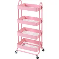 En.casa Küchenrollwagen ’Pyhäntä’ mit 4 Ablagekörben 103,5 x 46 x 35 cm Stahl Rosa