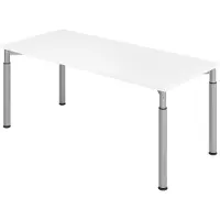 Hjh OFFICE PRO YAMA 19 S | 180x80 - 180 x 80 höhenverstellbar Weiß/Silber