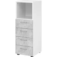 Hjh OFFICE PRO BETA 9 | Schrank mit 4 Schüben | 3 OH - Weiß/Beton