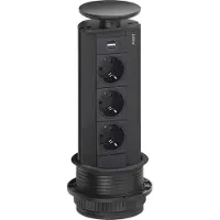 Evoline Steckdosenleiste Port 3x Schukosteckdosen 1x USB-A, C-Charger schwarz