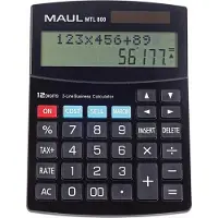 MAUL Tischrechner MTL800, 12 Stellen, 2 Zeilen, kaufmännische Funktionen, Solar- & Batteriebetrieb, B 140 x T 190 x H 30 mm, schwarz