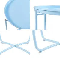 En.casa Tabletttisch ‘Sandefjord’ rund mit einem abnehmbaren Tablett Stahl 53 x 40 cm Himmelblau