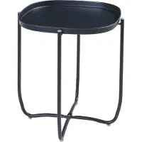 En.casa Tabletttisch ‘Sandefjord’ rechteckig mit einem abnehmbaren Tablett Stahl 53 x 46 x 46 cm Schwarz