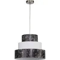 Licht-Erlebnisse Pendelleuchte Schwarz Weiß E27 Ø 38 cm Wohnzimmer Esstisch
