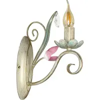Licht-Erlebnisse Verspielte Wandleuchte in Weiß Rosa Floraler Stil 1x E14 bis zu 60 Watt 230V aus Metall & Glas Flur Wohnzimmer Esszimmer Lampen Leuchte Wandlampe innen