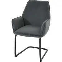 Mendler Freischwinger MCW-G67, Esszimmerstuhl Küchenstuhl Stuhl, Stoff/Textil MVG dunkelgrau