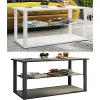 VCM Couchtisch "Holz Sofatisch Couchtisch Glas Tisch Wanilo L", schwarz (anthrazit), B:95cm T:45cm, Tische, Couchtisch