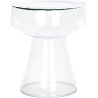 Beliani Beistelltisch Transparent Glas Glänzend Hoch Rund 37 cm T-Form Pilzform Konisch Retro-Stil Couchtisch für Pflanzen Wohnzimmer Ausstattung