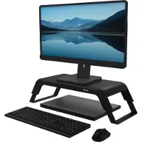 Fellowes Monitorständer Hana LT, für 1 Monitor bis 22,6 kg, 3-fach höhenverstellbar, mit Stauraum, B 560 x T 222 x H 102 mm, schwarz