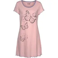 Vivance Nachthemd pink Gr. 32/34 für Damen. Rundhals und Druck. Bequem. Nachhaltig.