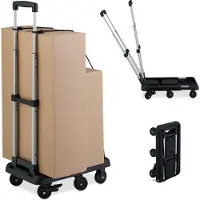 Relaxdays Transportwagen, klappbar, ausziehbar, Teleskopgriff, 4 Lenkrollen, 2 feststellbare Räder, bis 100 kg, schwarz