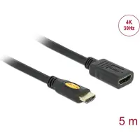 DeLOCK HDMI AV-Kabel für Audio-/Video-Gerät, TV, Monitor, Optisches Laufwerk - 5 m - ja - 1 x HDMI (Type A) Stecker Digital Audio/Video - 1 x HDMI (Type A) Buchse Digital Audio/Video - Schwarz