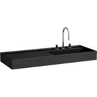 Laufen Kartell Waschtisch, unterbaufähig, Ablage links, 2 Hahnlöcher, ohne Überlauf, 1200x460mm, H8133330208151, Farbe: Schwarz glänzend